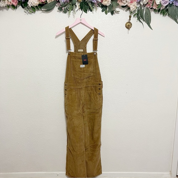 NWT Levi's Baggy Corduroy Overalls In Ermine Tan - Picture 5 of 11